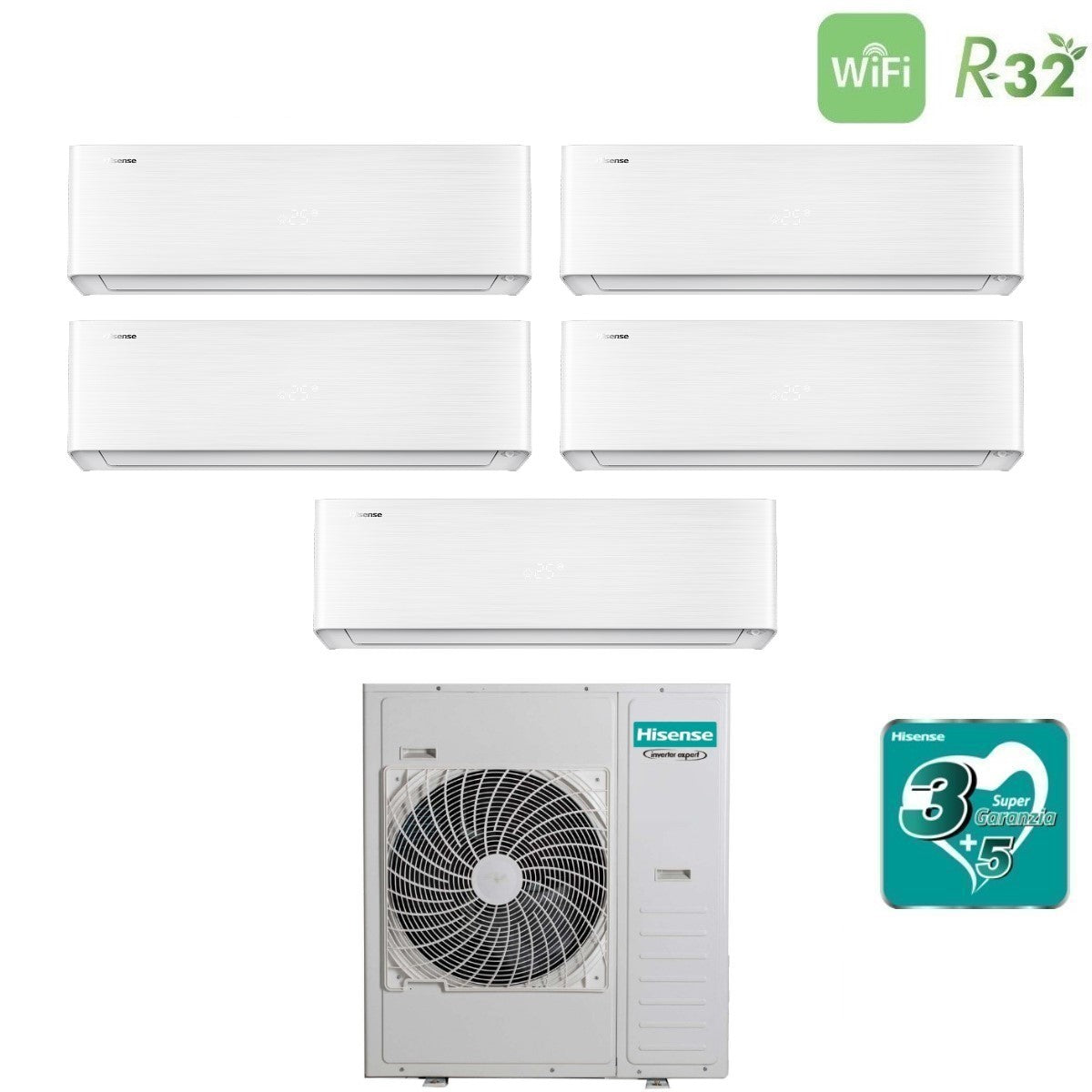 hisense climatizzatore condizionatore hisense penta split inverter serie energy pro x 99999 con 5amw125u4rta r 32 wi fi integrato 90009000900090009000