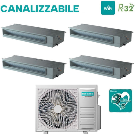 hisense climatizzatore condizionatore hisense quadri split inverter canalizzato canalizzabile 99912 con 4amw81u4raa r 32 wi fi optional 90009000900012000 con telecomando di serie e cablato incluso