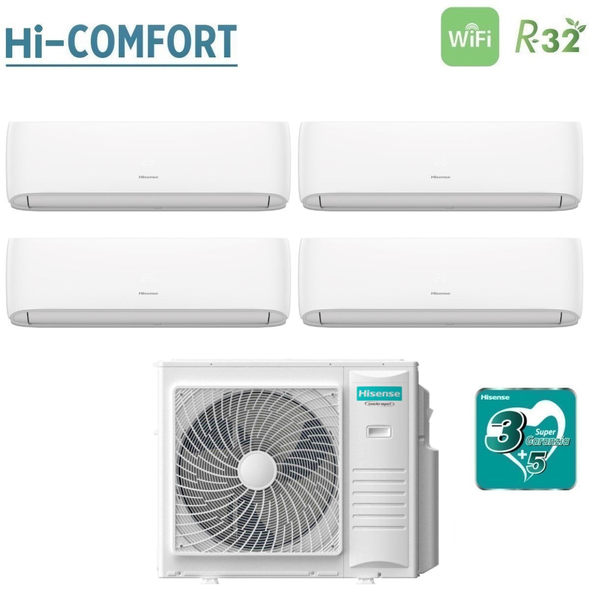 hisense climatizzatore condizionatore hisense quadri split inverter serie hi comfort 77718 con 4amw105u4raa r 32 wi fi integrato 70007000700018000 novita
