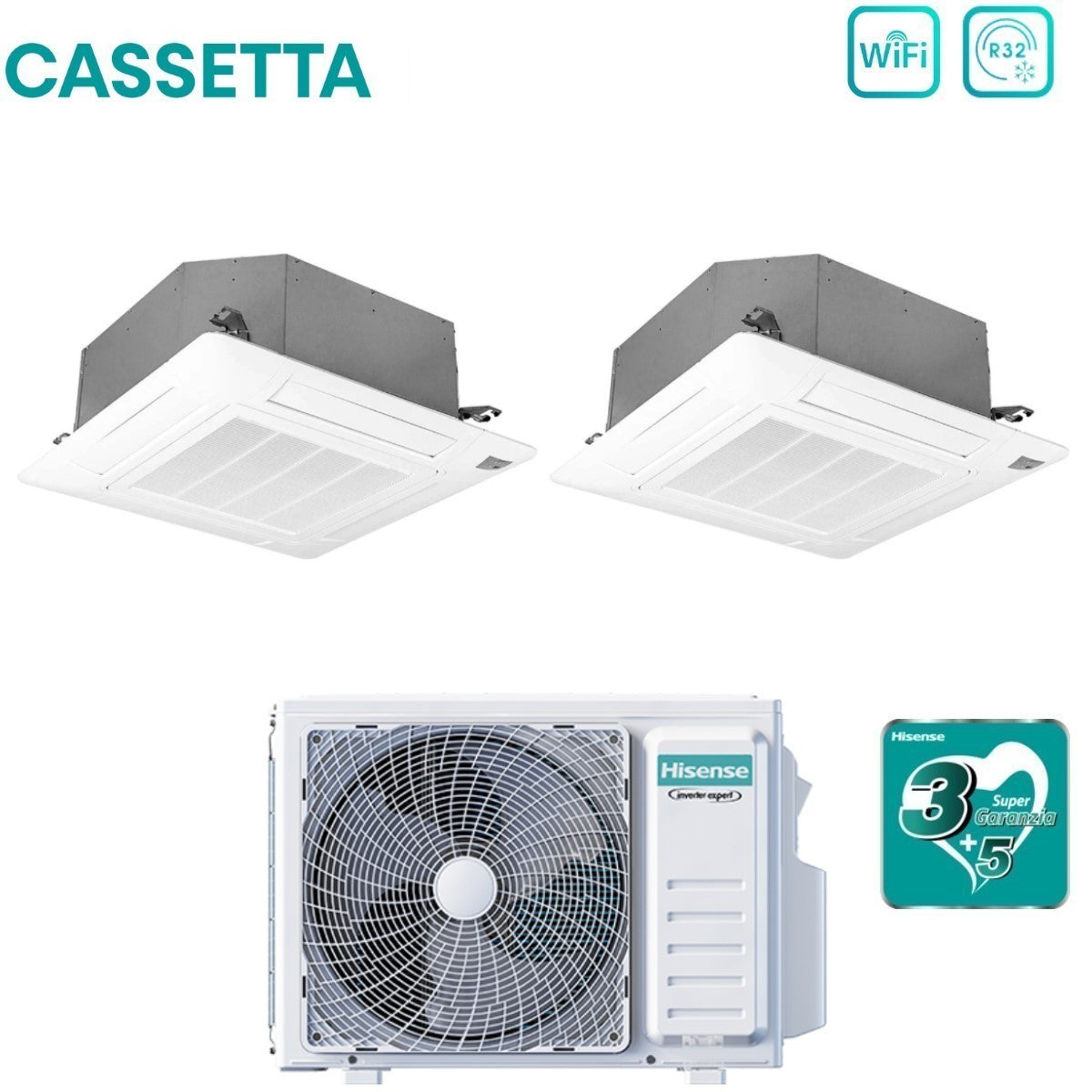 hisense condizionatore dual split a cassetta hisense 1212 con 3amw62u4rjc r 32 wi fi optional con telecomando