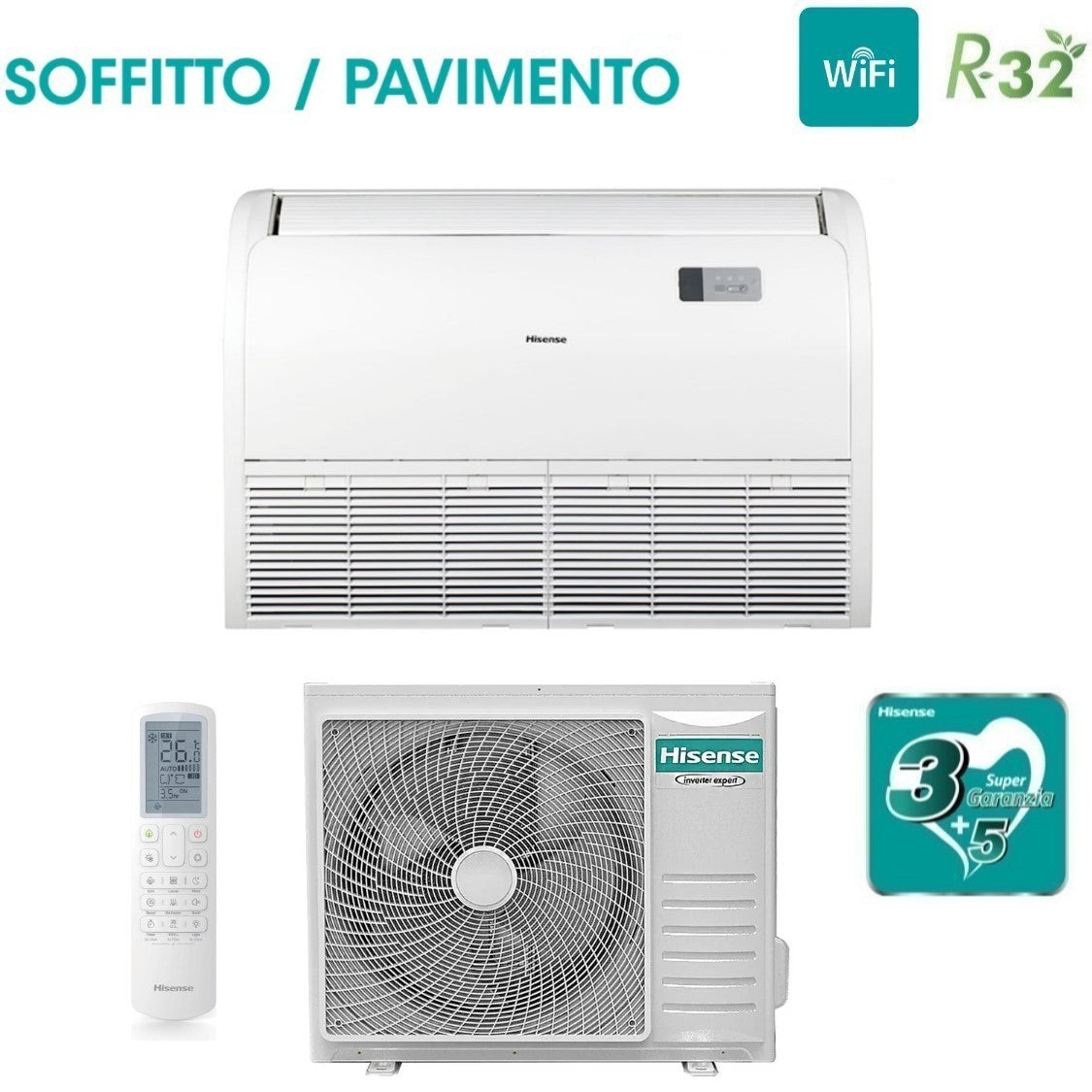 hisense condizionatore soffittopavimento hisense 24000 btu avt71ur4rb8 r 32 wi fi optional con telecomando