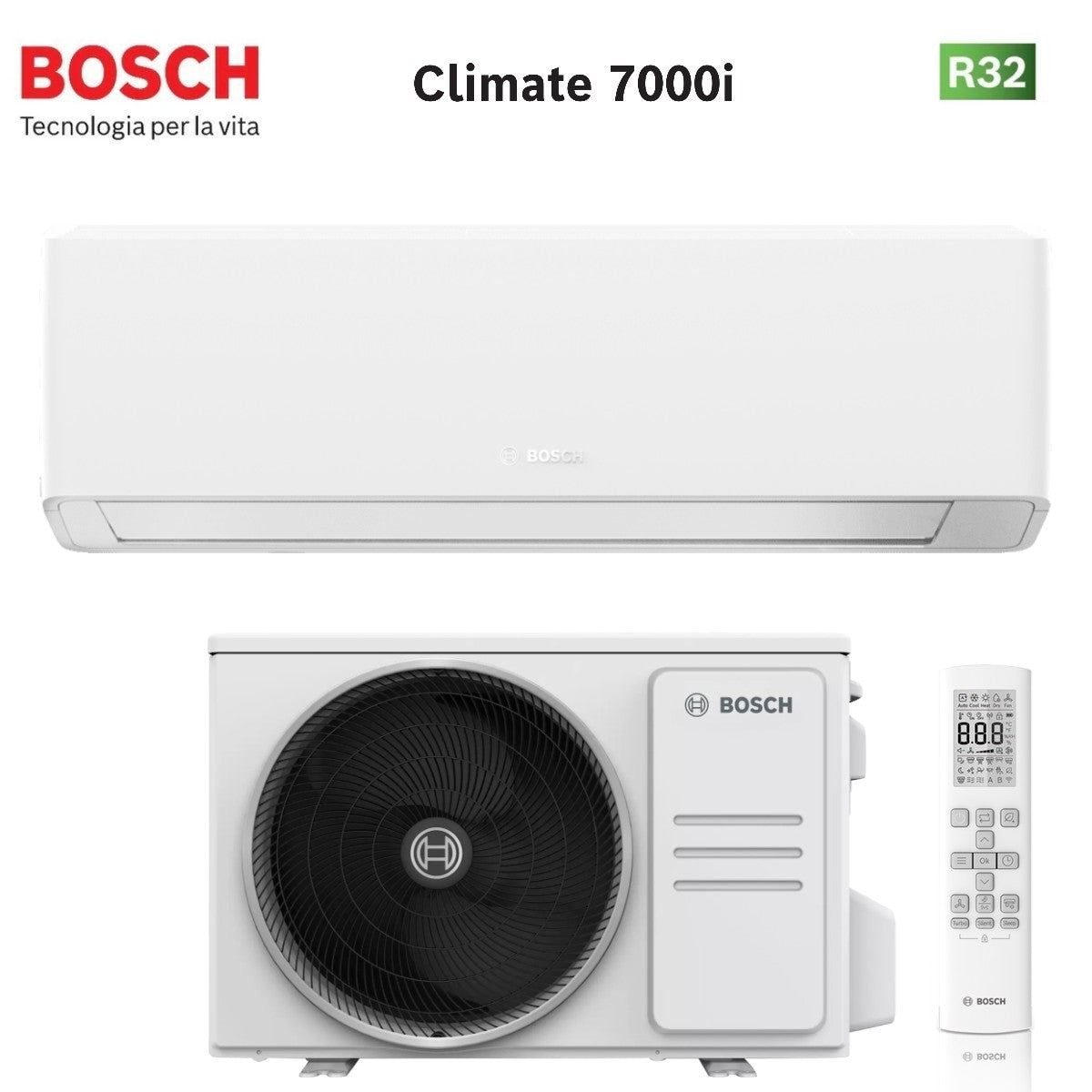junkers bosch condizionatore bosch climate 7000i 9000 btu cl7000i set 26 e r 32 wi fi integrato
