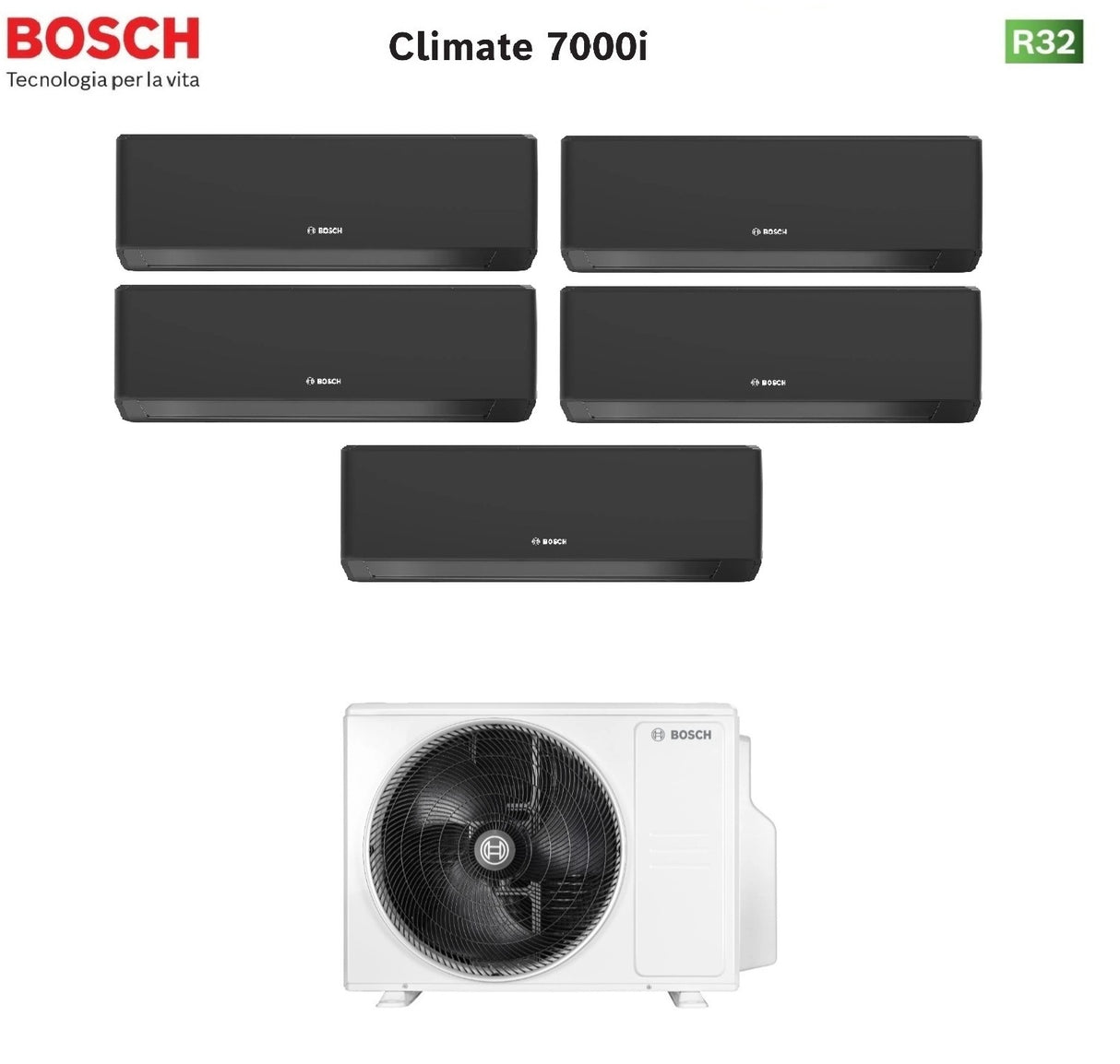 junkers bosch condizionatore penta split bosch climate 7000i black 79999 con 5000m 1255 e r 32 wi fi integrato