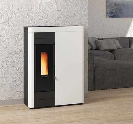 la nordica termostufa a pellet la nordica extraflame modello virna idro 155 kw colore bianca new ean 8055776918389
