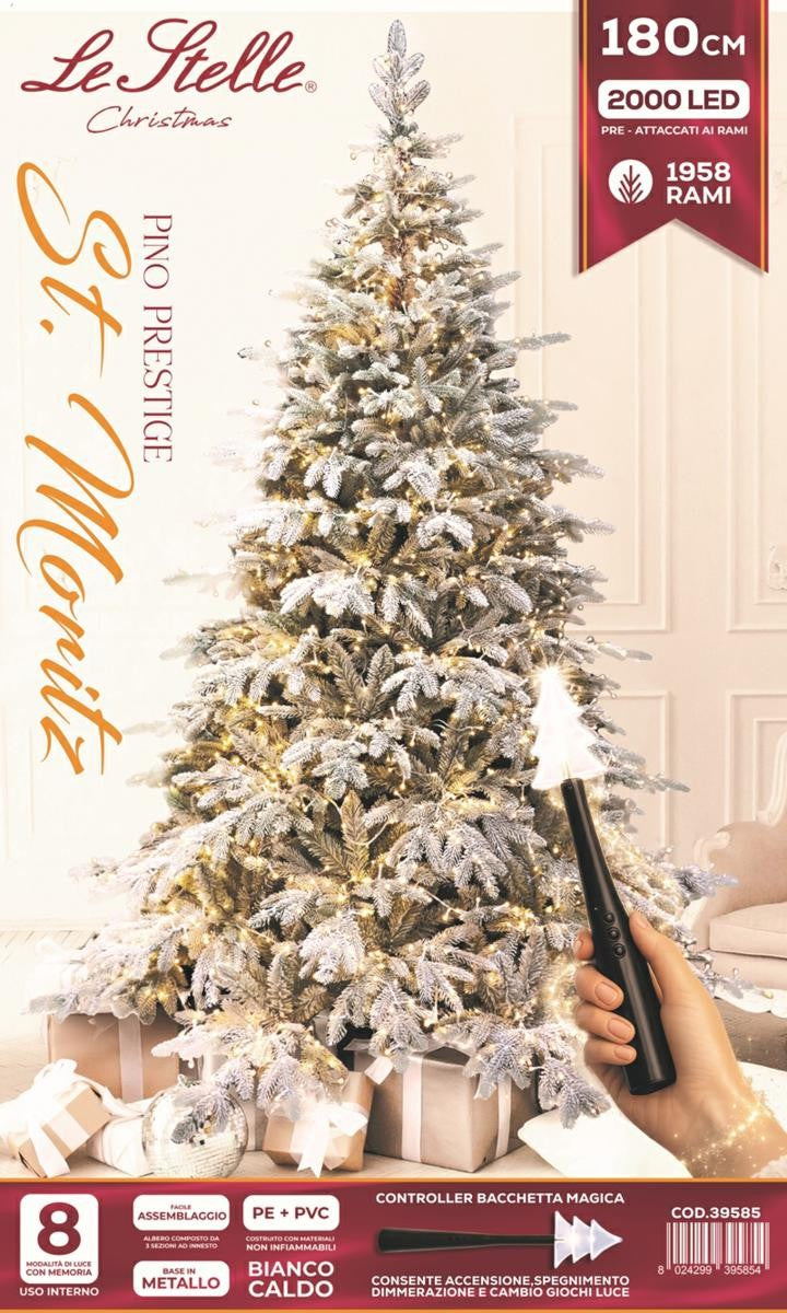 le stelle albero di natale innevato le stelle st moritz h 180cm x l 130cm con 2000 luci led 1958 rami e bacchetta