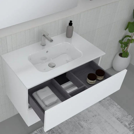 legnox consolle bagno legnox crea 80 cm bianco opaco con 2 cassetti lavabo specchio e lampada