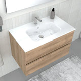 legnox consolle bagno legnox crea 80 cm rovere con 2 cassetti lavabo specchio e lampada
