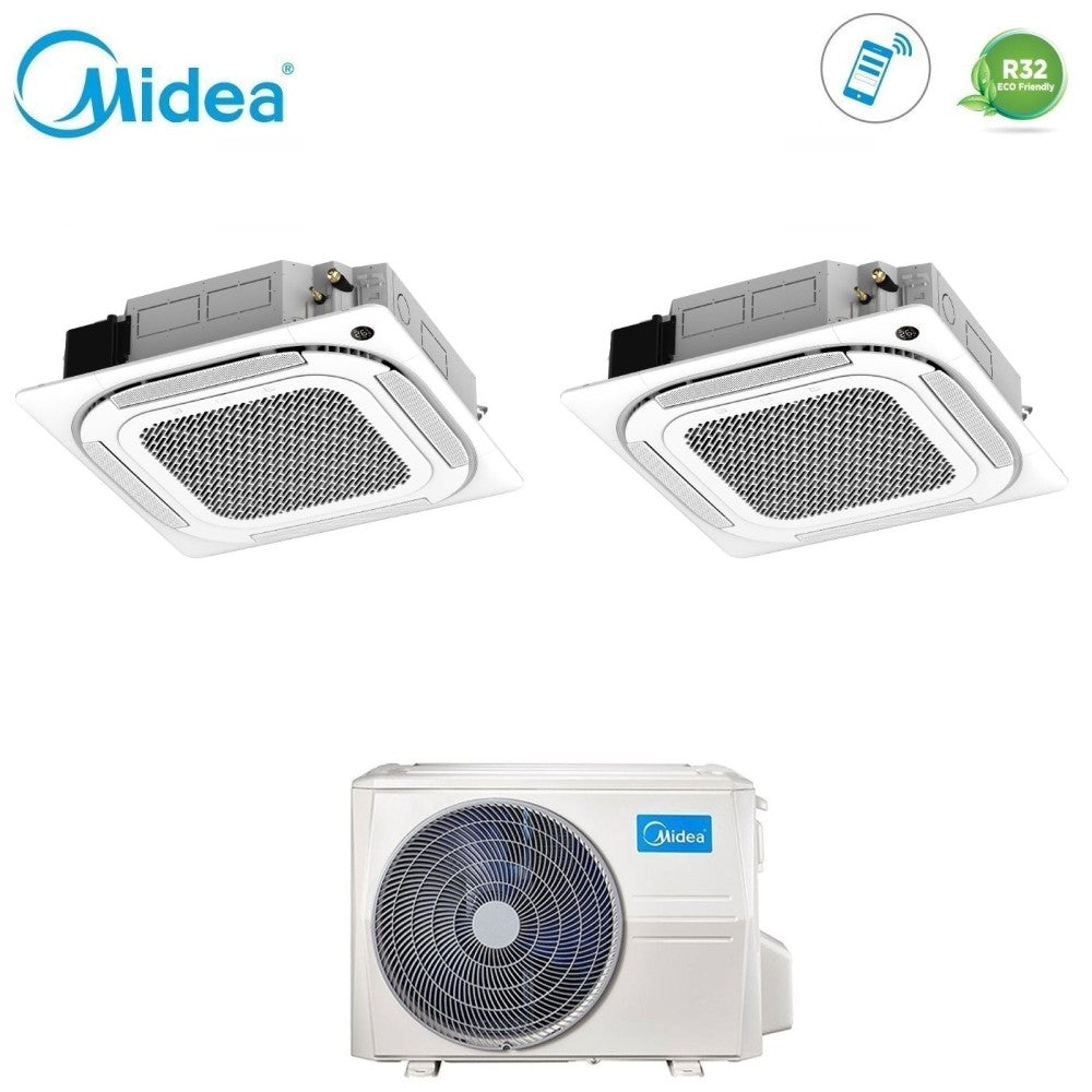 midea climatizzatore condizionatore a cassetta a 4 vie dual split inverter midea 1212 con m20 18fn8 q r 32 wi fi optional 1200012000