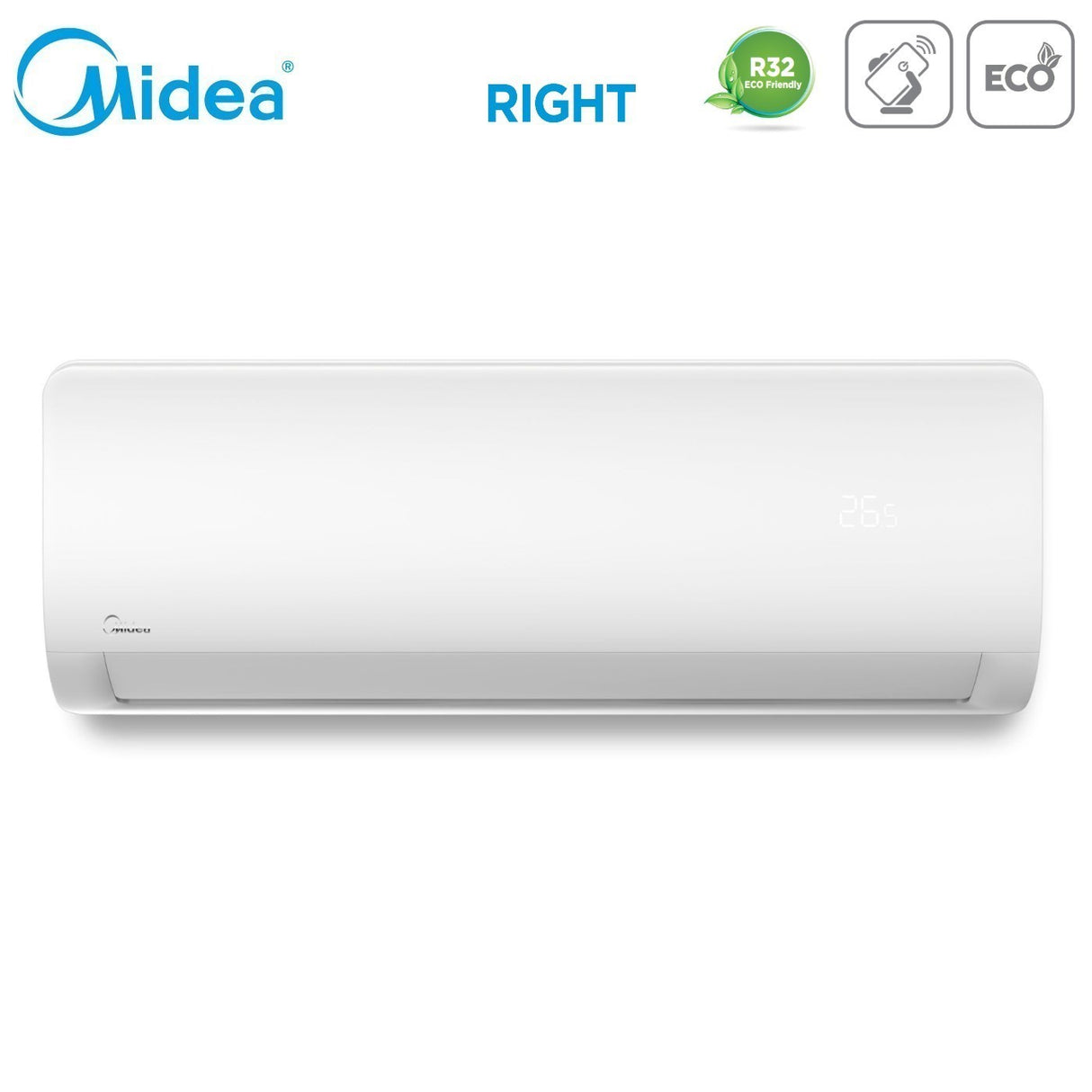 midea climatizzatore condizionatore midea dual split inverter serie right 99 con m2od 18hfn8 q r 32 wi fi optional 90009000 novita ean 8059657017376