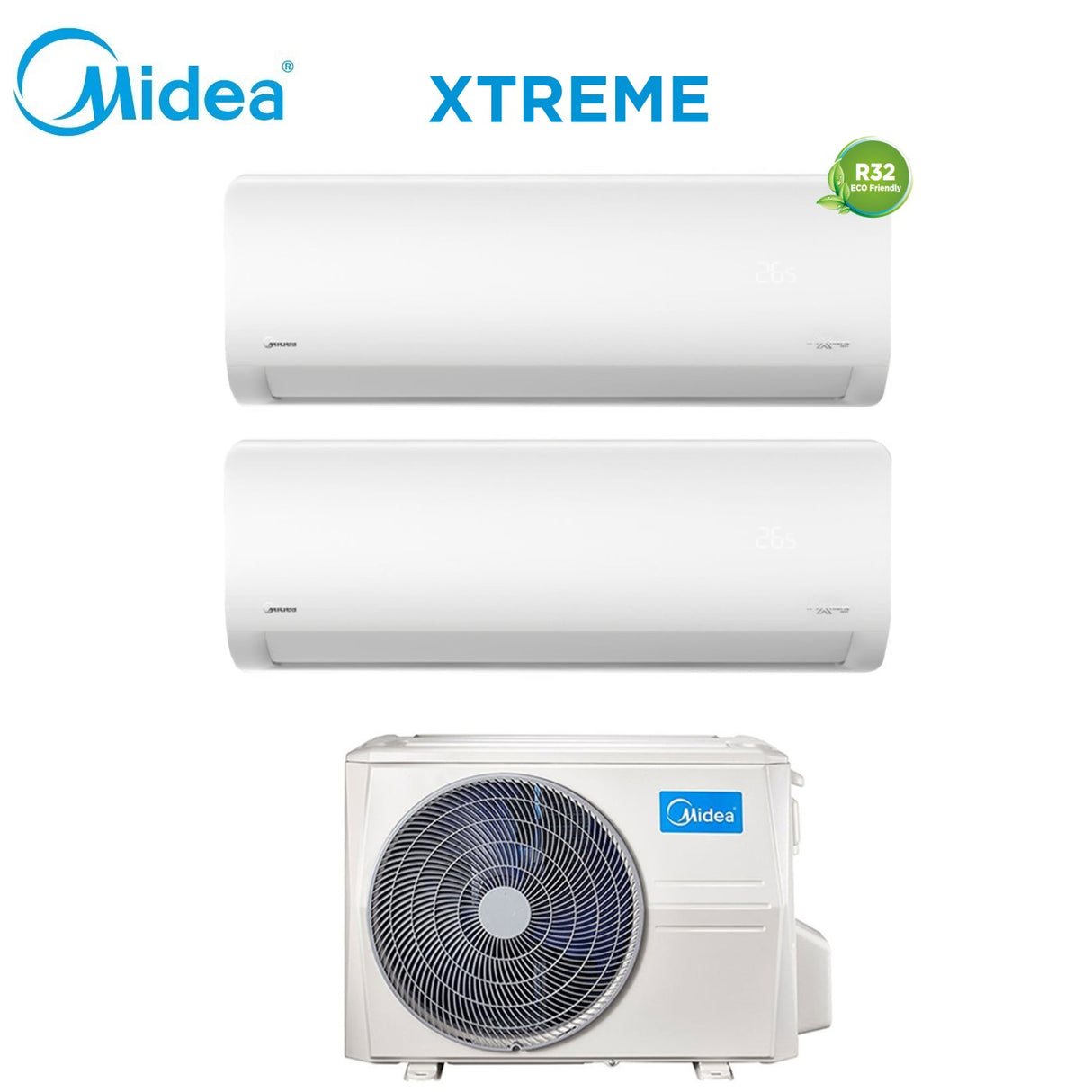 midea climatizzatore condizionatore midea dual split inverter serie xtreme 1218 con m4o 36fn8 q r 32 wi fi integrato 1200018000 novita