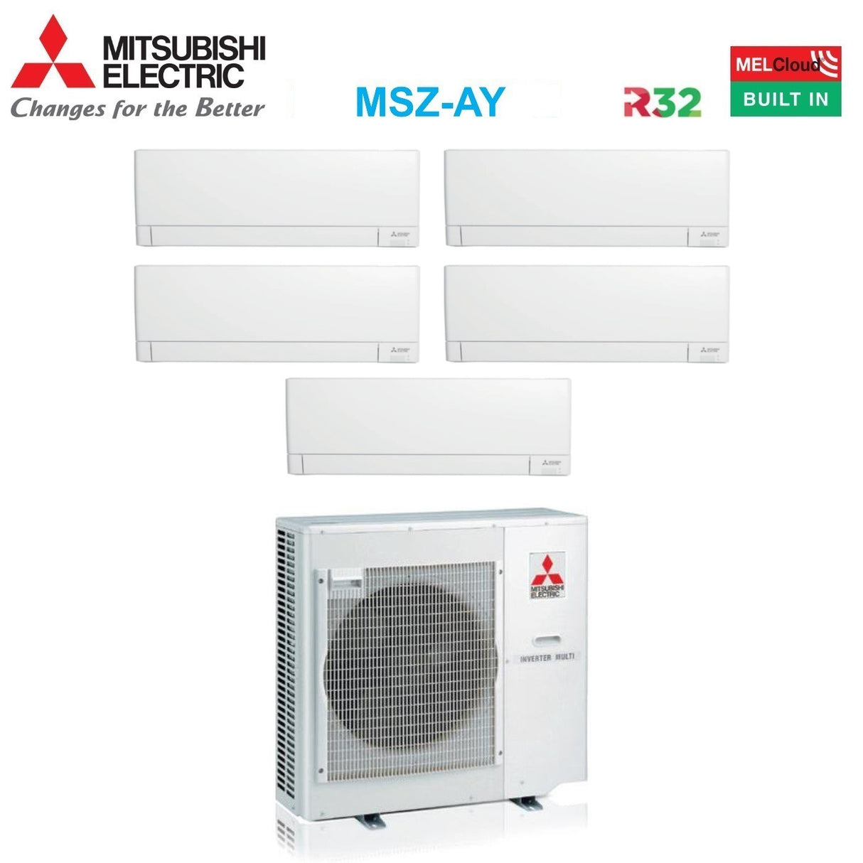 mitsubishi electric climatizzatore condizionatore mitsubishi electric penta split inverter linea plus serie msz ay 99121212 con mxz 5f102vf r 32 wi fi integrato 90009000120001200012000