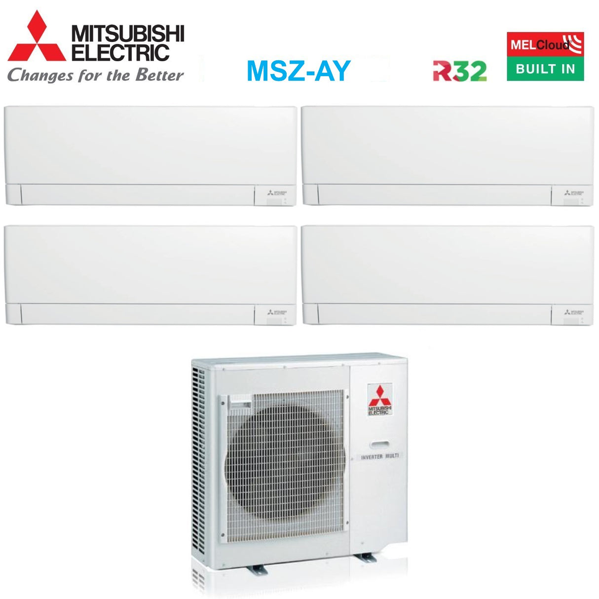 mitsubishi electric climatizzatore condizionatore mitsubishi electric quadri split inverter linea plus serie msz ay 9121212 con mxz 4f80vf r 32 wi fi integrato 9000120001200012000