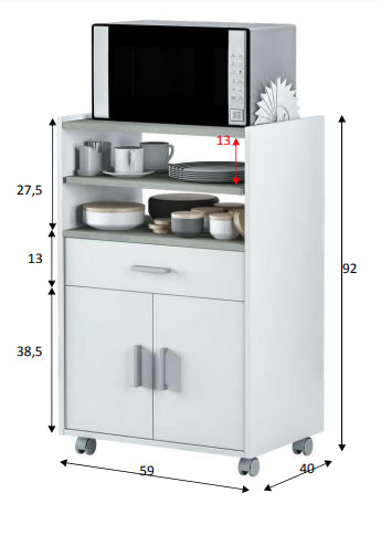 mobile portaforno 1 cassetto 2 ante cm.59x40x92h biancocemento