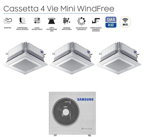 samsung climatizzatore condizionatore samsung trial split inverter cassetta 4 vie mini windfree 181818 con aj100txj5kgeu r 32 180001800018000 wi fi optional con griglia inclusa
