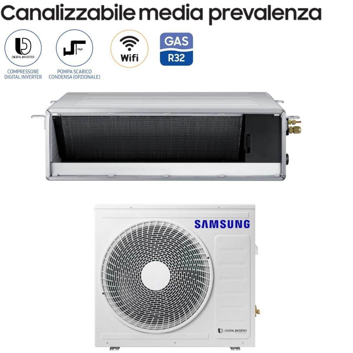 samsung condizionatore canalizzato media prevalenza samsung 24000 btu ac071rnmdkgeu r 32 wi fi optional