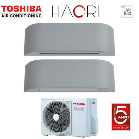toshiba climatizzatore condizionatore toshiba dual split inverter serie haori 1316 1215 con ras 3m26u2avg e r 32 wi fi integrato 1300016000 1200015000 colore grigio chiaro