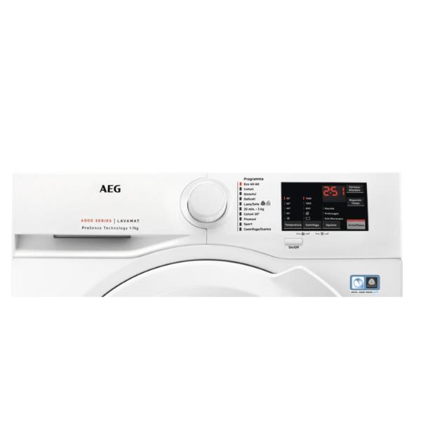aeg lavatrice a carica frontale aeg 7 kg serie 6000 1400 giri l6fbi743 classe c ean 7332543765768