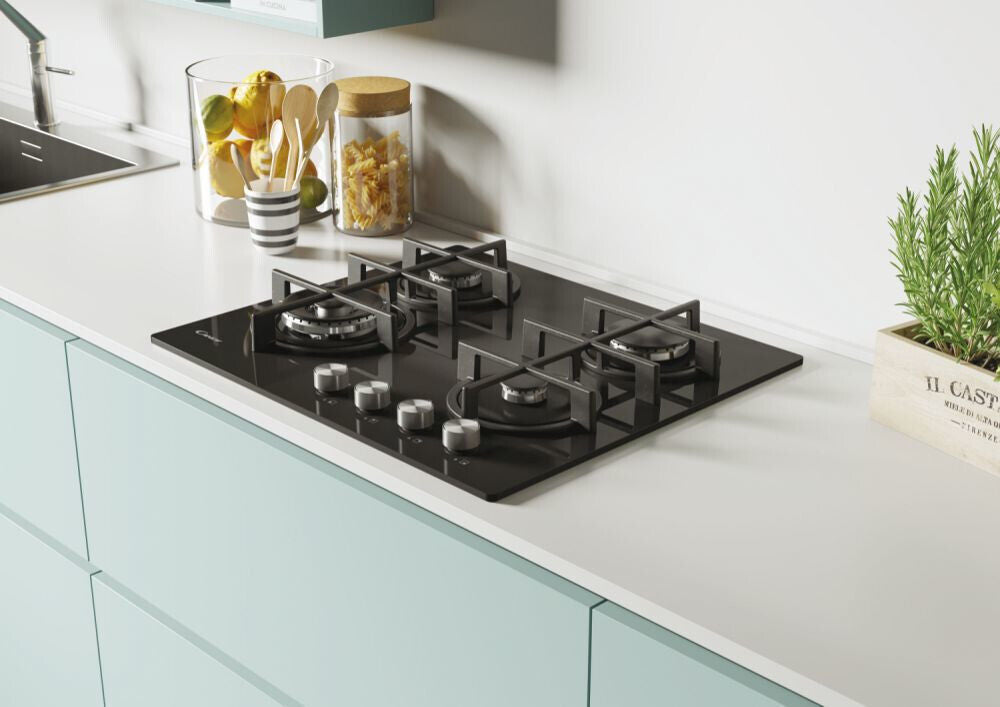candy piano cottura a gas candy cdk6gf4wekb 4 fuochi l595xp51 vetro temperato nero ean 8059019002217