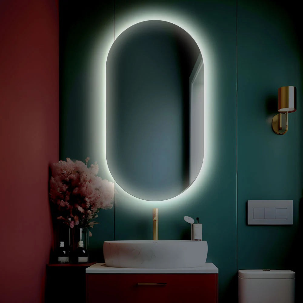 divina garden specchio da bagno ovale retroilluminato reversibile olivia led 50x90 ean 8056157809500
