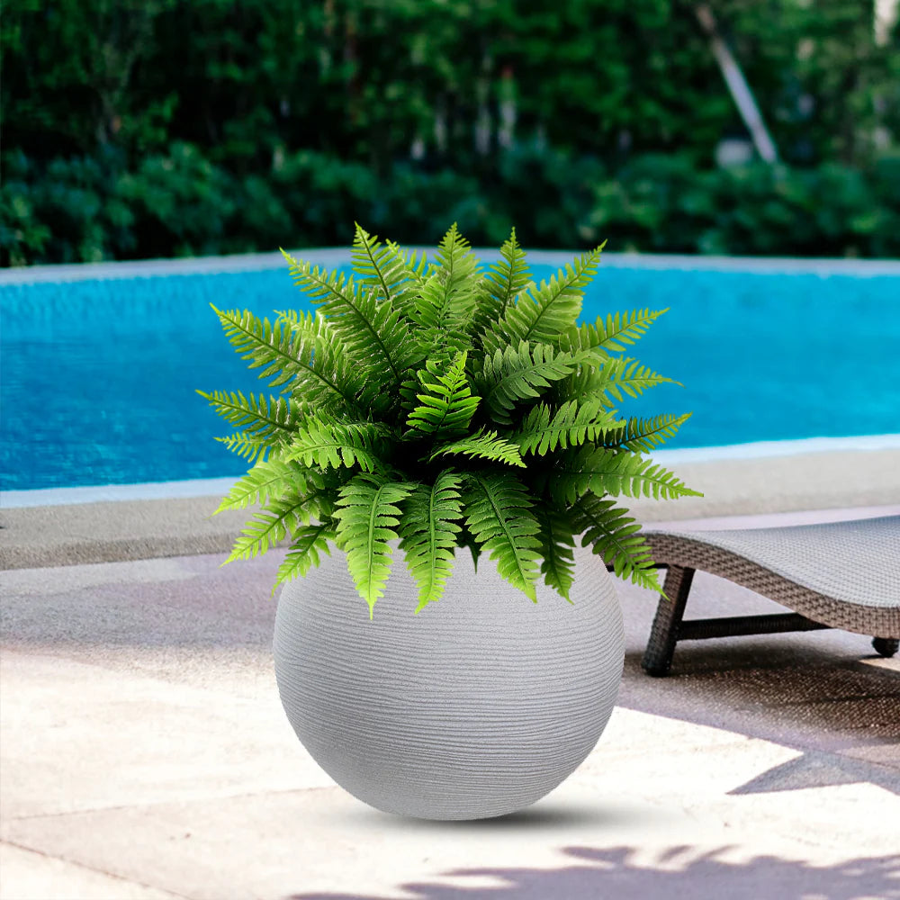 divina garden vaso in resina da esterno interno per piante tondo a sfera di design d 40x33h botticelli beige ean 8056157808978