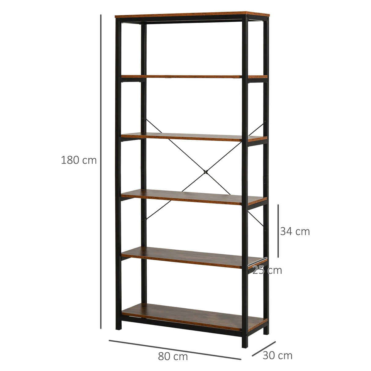 easycomfort easycomfort libreria in stile industriale vintage con 6 mensole in legno e metallo nero ean 8054144131009