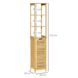 easycomfort easycomfort mobile bagno a 3 ripiani e 1 credenza design a doghe bambu 34x30x173cm