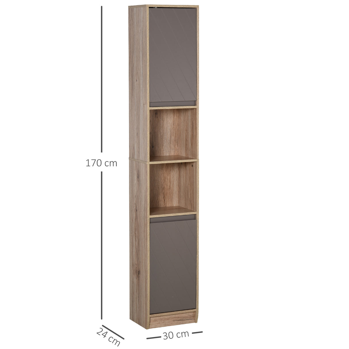 easycomfort easycomfort mobiletto salvaspazio per bagno in legno con 2 armadietti e 6 ripiani grigio e rovere 30 x 24 x 170cm ean 8054111847469