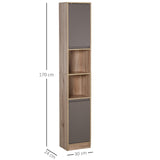 easycomfort easycomfort mobiletto salvaspazio per bagno in legno con 2 armadietti e 6 ripiani grigio e rovere 30 x 24 x 170cm ean 8054111847469