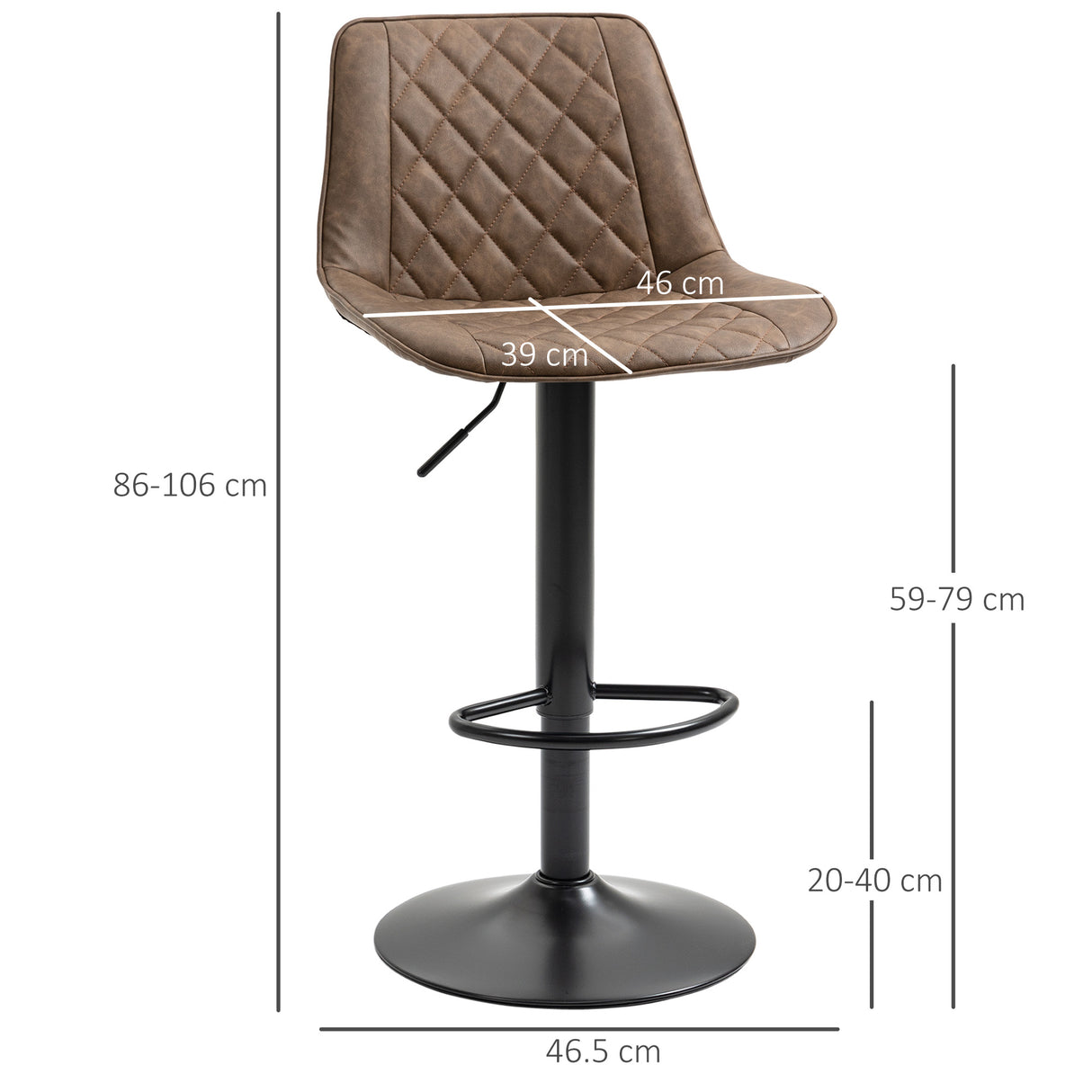 easycomfort easycomfort set 2 sgabelli alti da bar con altezza regolabile e girevoli seduta imbottita con poggiapiedi in pelle marrone scuro