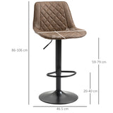 easycomfort easycomfort set 2 sgabelli alti da bar con altezza regolabile e girevoli seduta imbottita con poggiapiedi in pelle marrone scuro