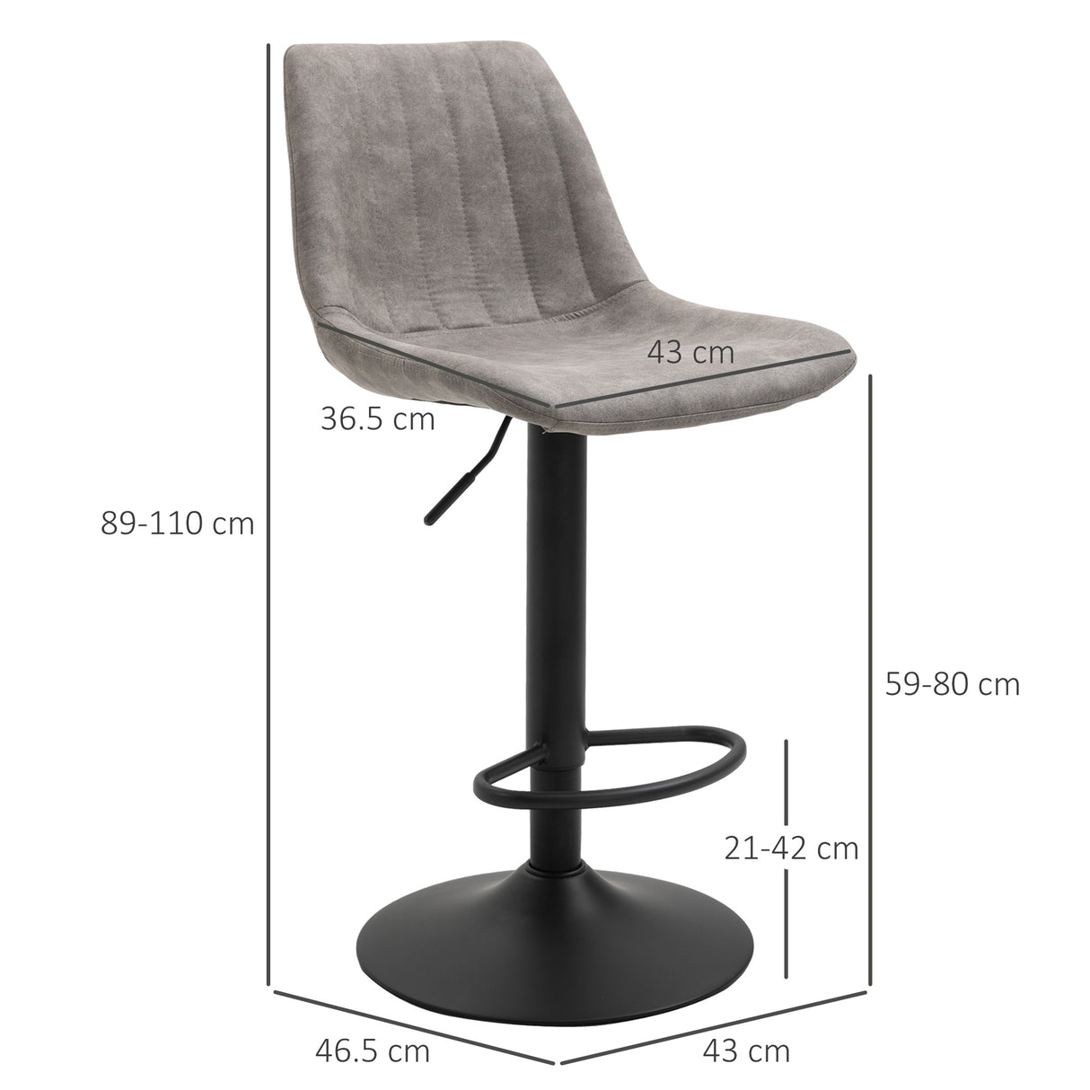 easycomfort easycomfort set 2 sgabelli da bar con schienale poggiapiedi e altezza regolabile stile industriale grigio