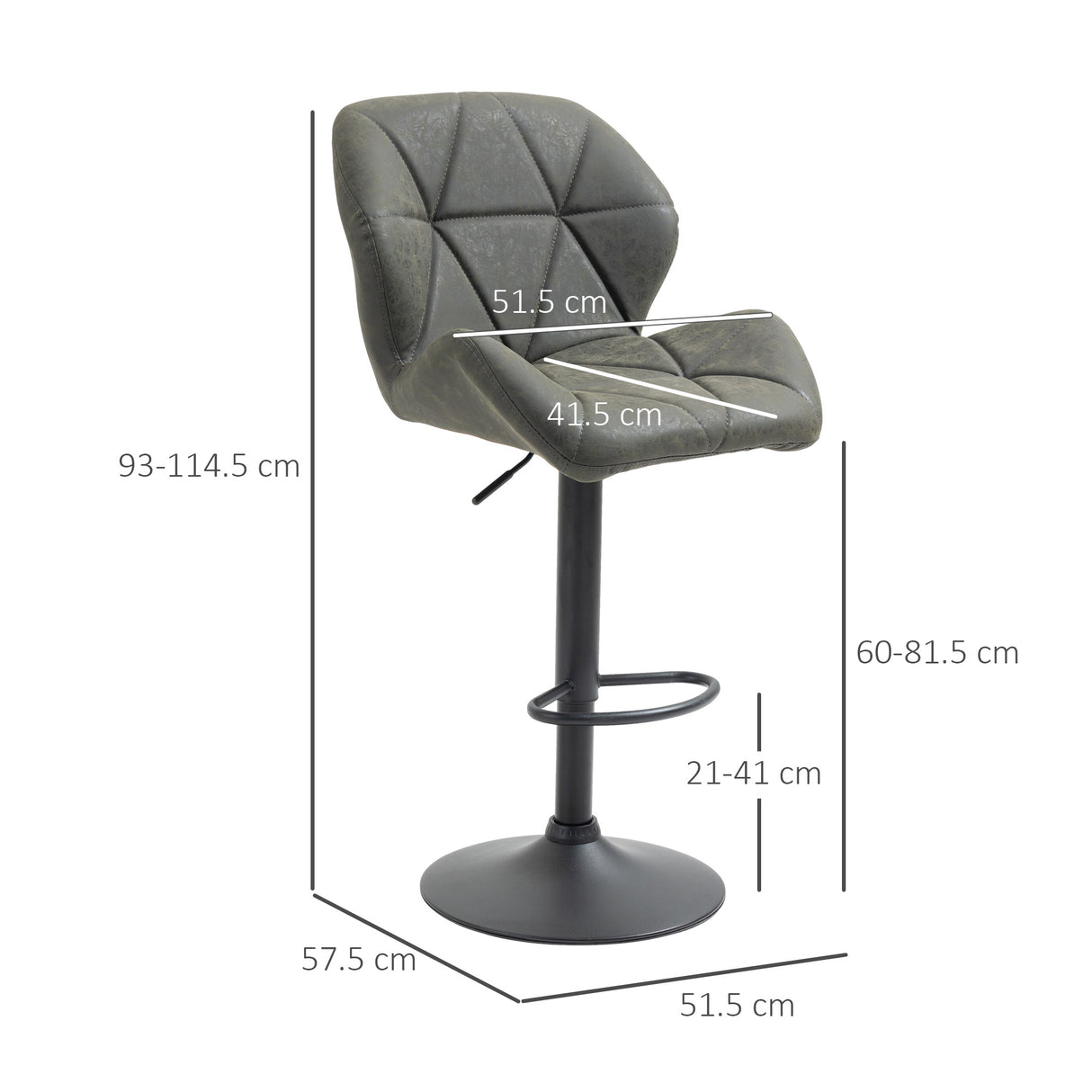 easycomfort easycomfort set 2 sgabelli da bar girevoli con altezza regolabile rivestimento similpelle e base rotonda grigio