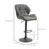 easycomfort easycomfort set 2 sgabelli da bar girevoli con altezza regolabile rivestimento similpelle e base rotonda grigio