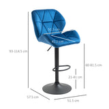 easycomfort easycomfort set 2 sgabelli da bar girevoli con altezza regolabile rivestimento velluto e base rotonda blu