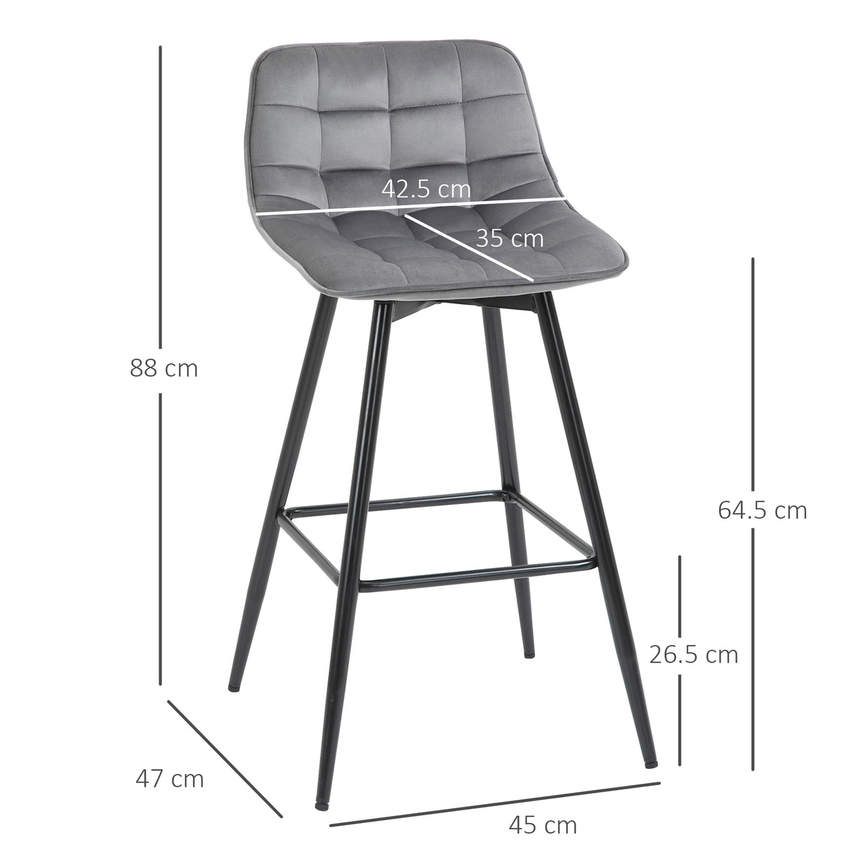 easycomfort easycomfort set 2 sgabelli da bar sedie imbottite stile nordico velluto grigio ean 8054144138626