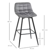 easycomfort easycomfort set 2 sgabelli da bar sedie imbottite stile nordico velluto grigio ean 8054144138626