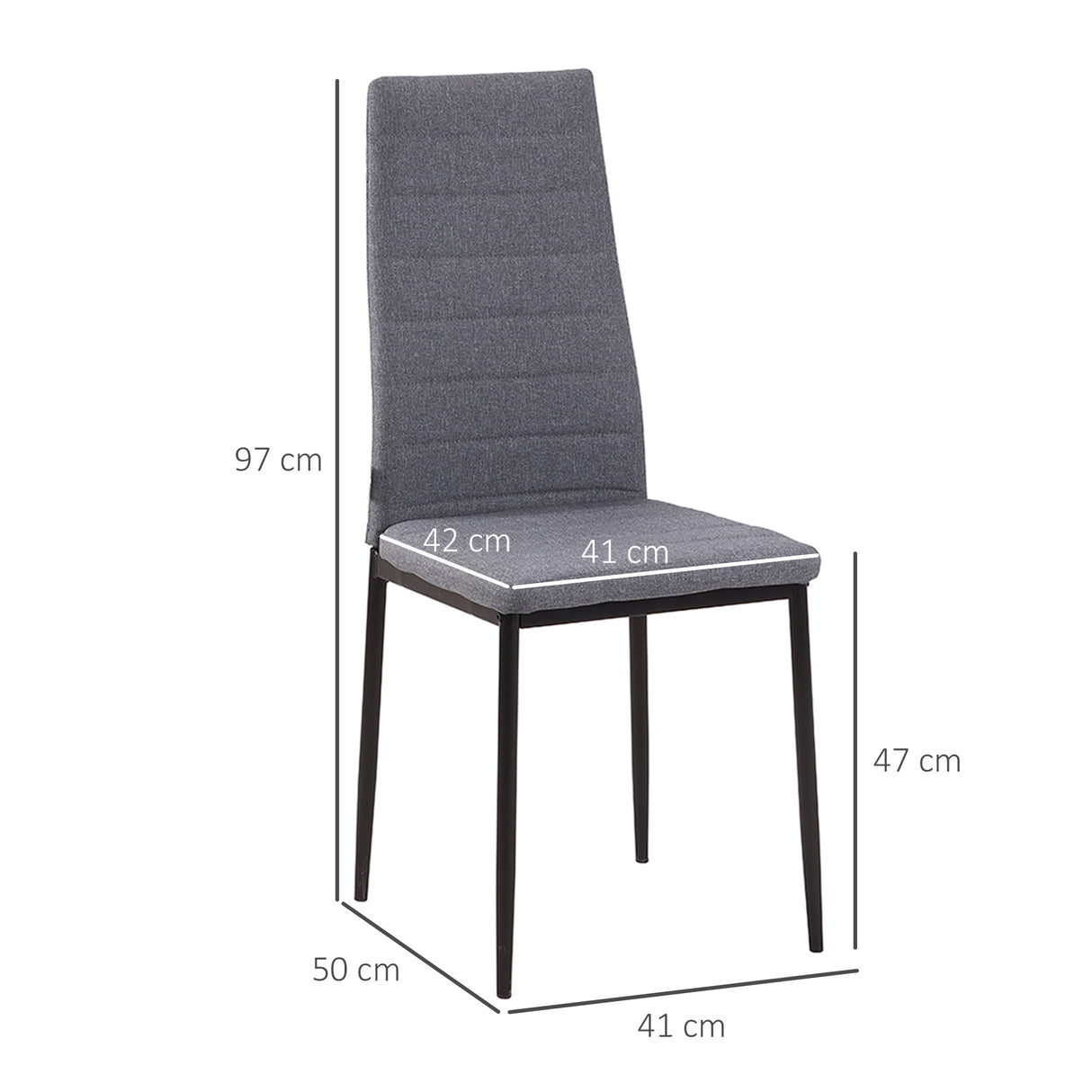 easycomfort easycomfort set 4 sedie imbottite in stile moderno in metallo e tessuto grigio
