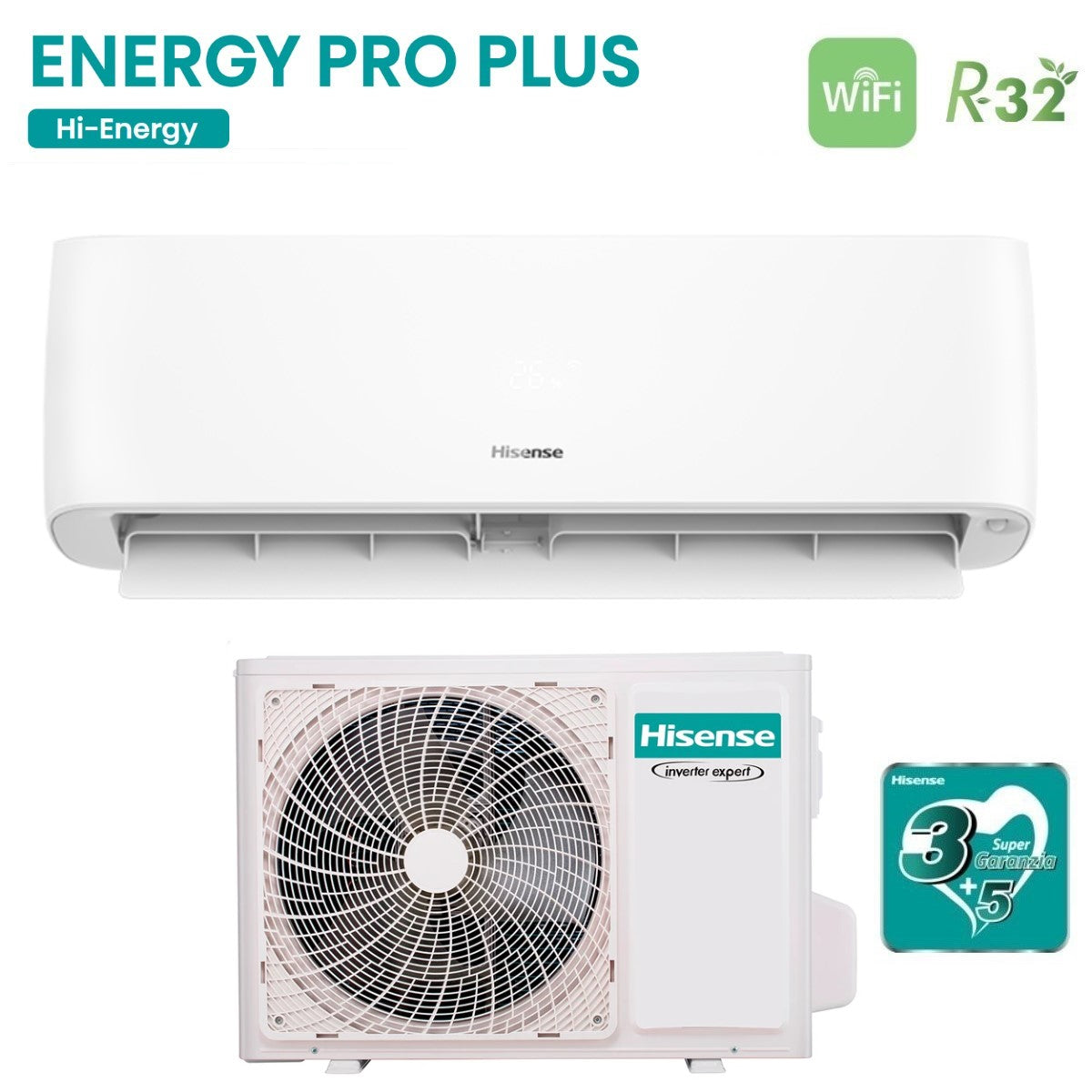 hisense climatizzatore condizionatore hisense inverter serie hi energy 9000 btu qe25xv2ag r 32 wi fi integrato classe aa novita