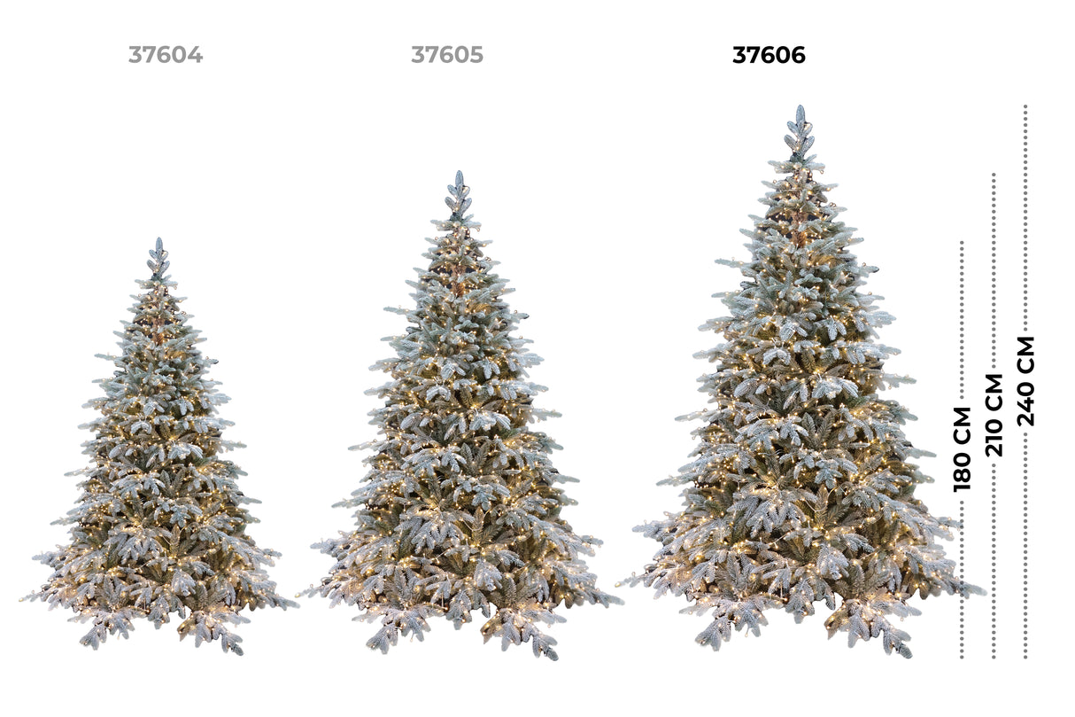 le stelle albero di natale pino verde innevato h 210cm x l 150cm super folto effetto real touch con 2500 luci led incorporate e base croce in ferro pieghevole