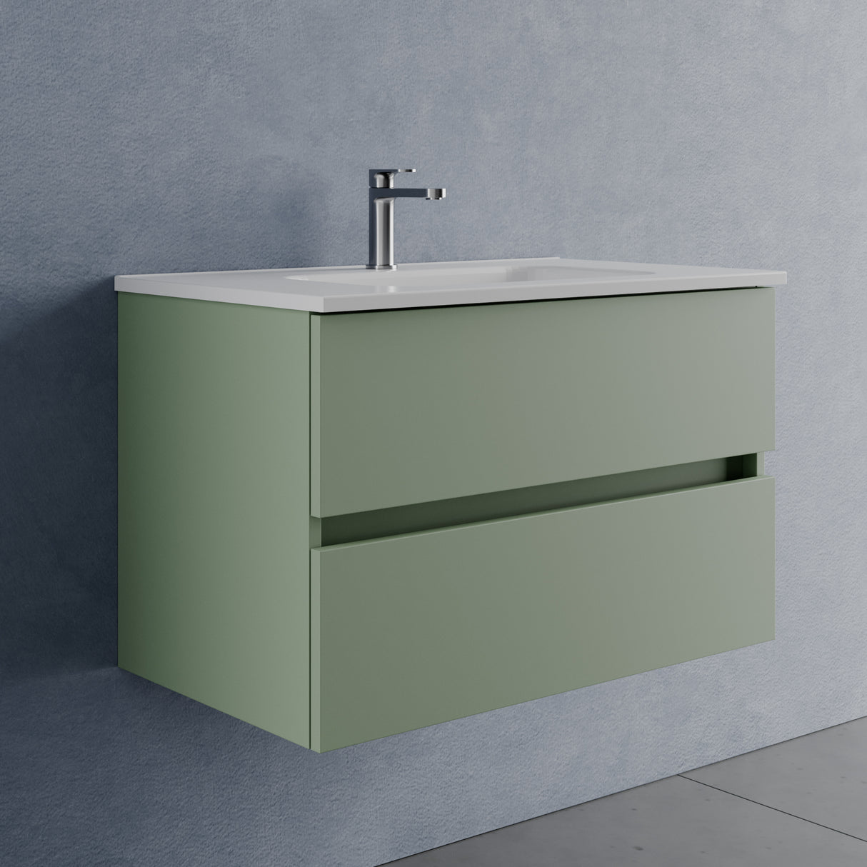 legnox consolle bagno legnox crea 80 cm verde con 2 cassetti lavabo specchio e lampada