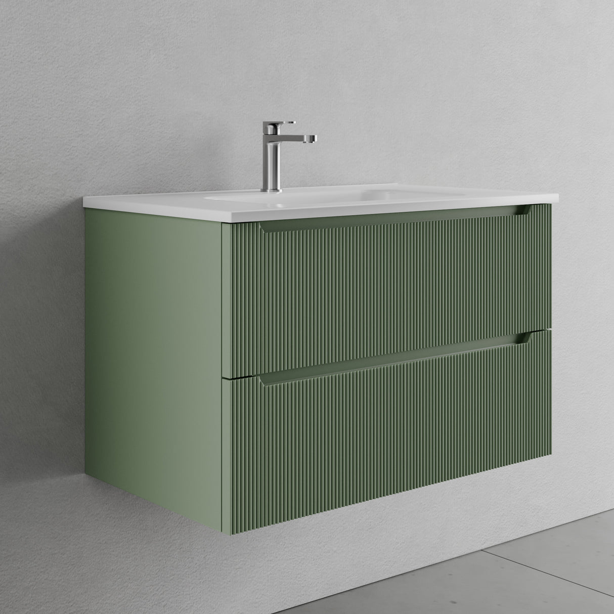 legnox consolle bagno legnox rigo 80 cm verde con 2 cassetti lavabo specchio e lampada
