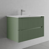 legnox consolle bagno legnox rigo 80 cm verde con 2 cassetti lavabo specchio e lampada
