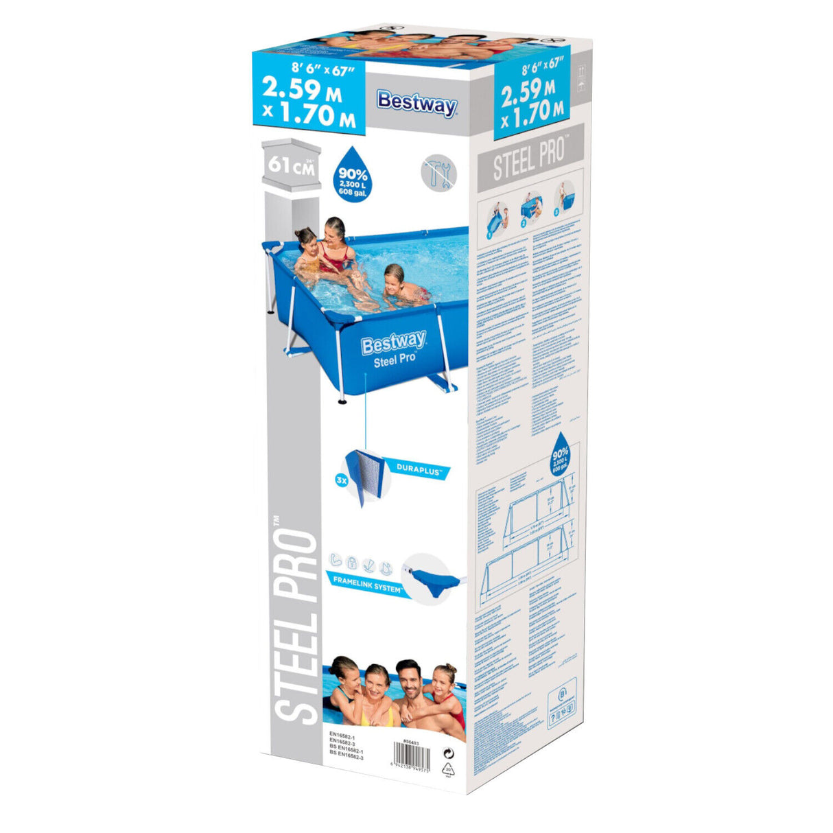 piscina fuori terra bestway 56403 steel pro telaio 259x170x61h 2300 litri