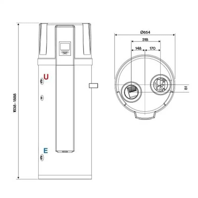 rinnai scaldacqua a pompa di calore rinnai shimanto sanitary 200 litri ehp wh200 1a con serpentino ausiliario gas r134a display touch lcd a bordo
