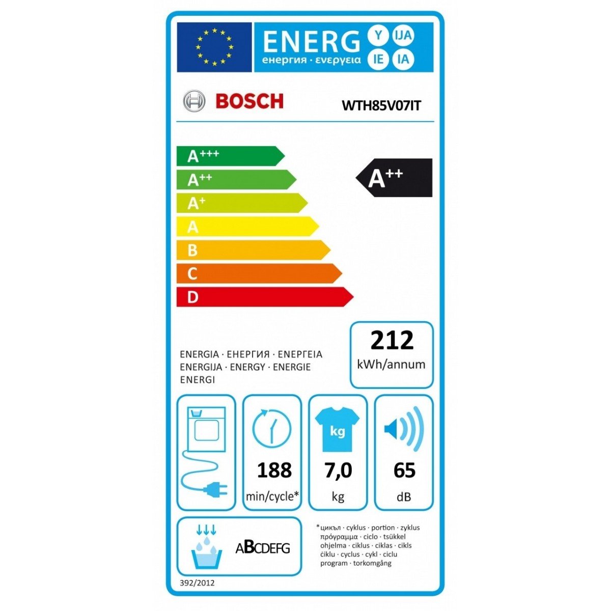 bosch asciugatrice a pompa di calore bosch 8 kg easyclean wth85v18it classe a ean 4242005245420