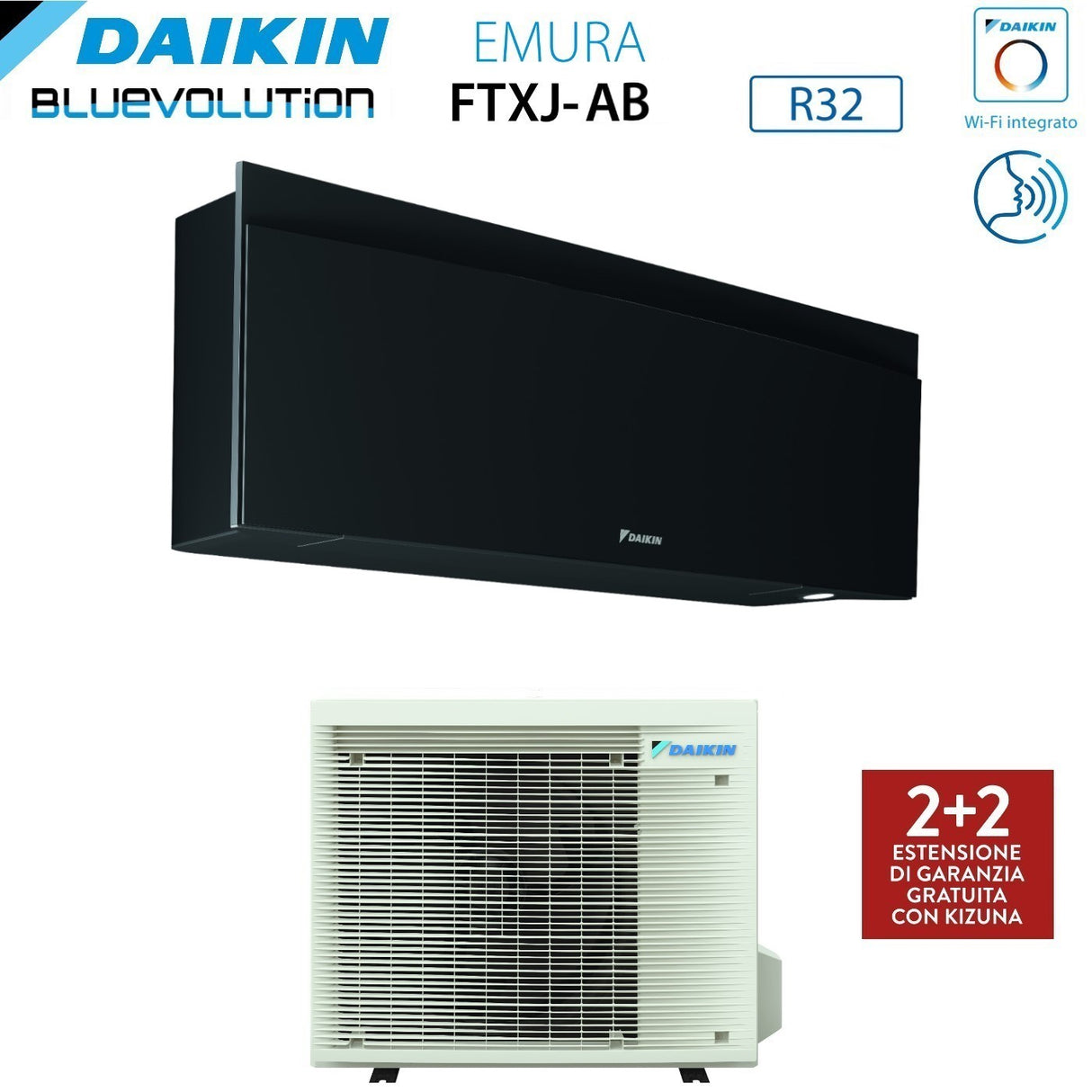 daikin unita interna a parete daikin bluevolution serie emura black iii 15000 btu ftxj42ab r 32 wi fi integrato colore nero