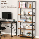 easycomfort easycomfort libreria in stile industriale vintage con 6 mensole in legno e metallo nero ean 8054144131009