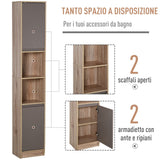 easycomfort easycomfort mobiletto salvaspazio per bagno in legno con 2 armadietti e 6 ripiani grigio e rovere 30 x 24 x 170cm ean 8054111847469