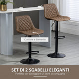 easycomfort easycomfort set 2 sgabelli alti da bar con altezza regolabile e girevoli seduta imbottita con poggiapiedi in pelle marrone scuro