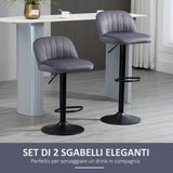 easycomfort easycomfort set 2 sgabelli da bar con schienale e poggiapiedi girevoli con altezza regolabile grigio
